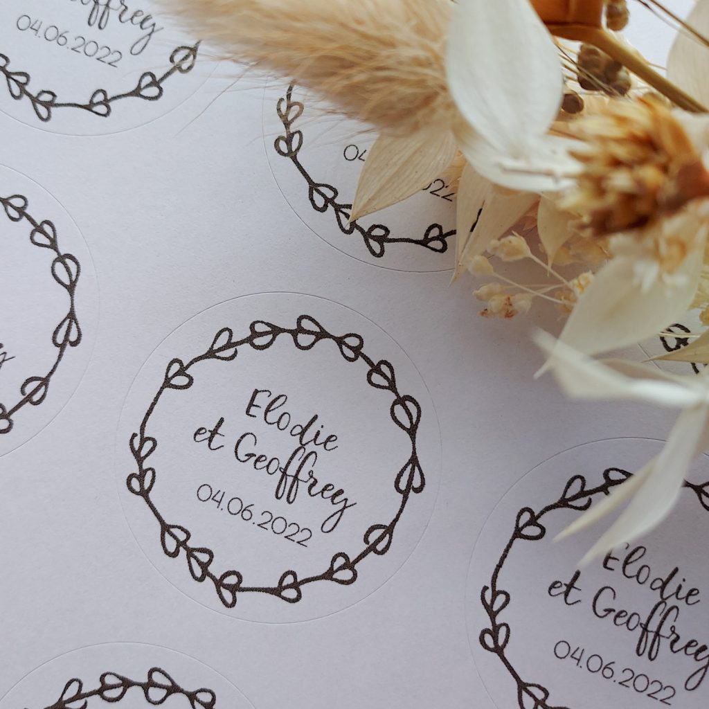 étiquettes autocollantes mariage rustique