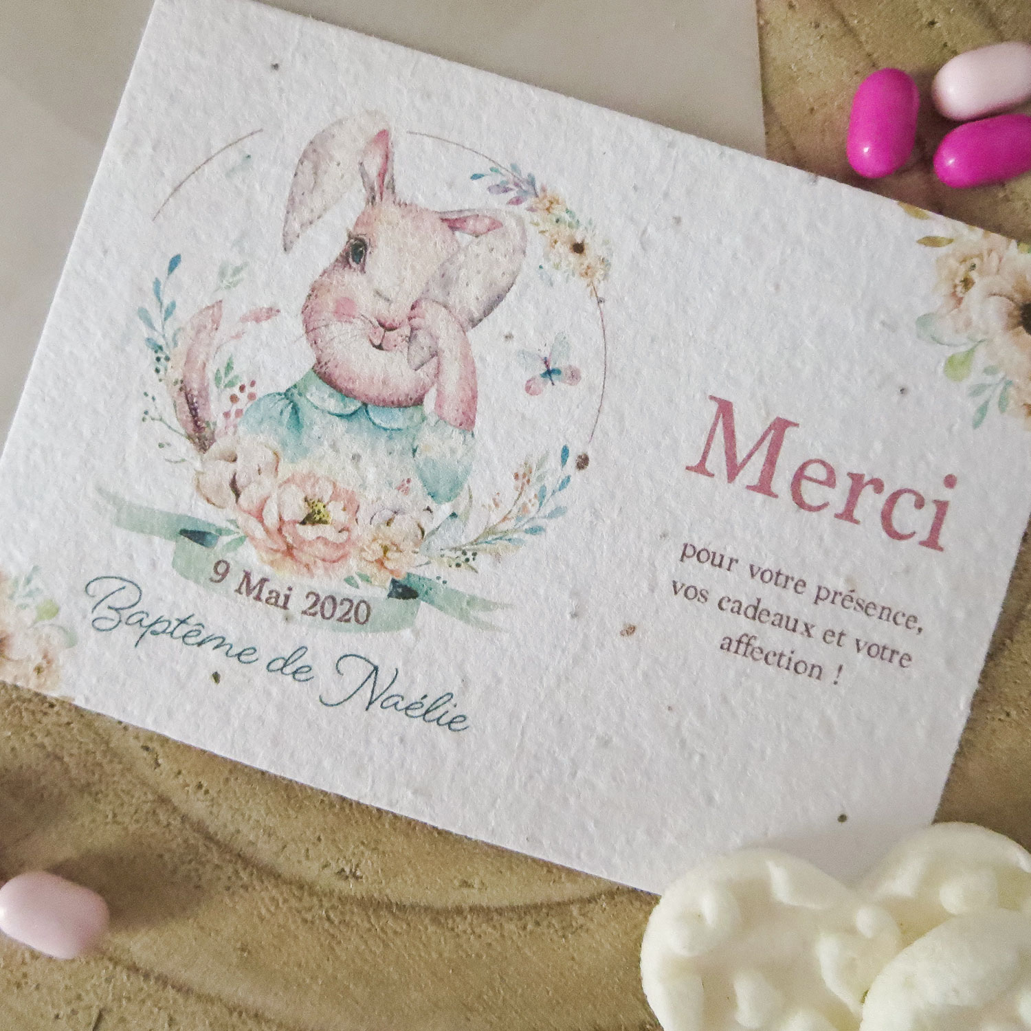 carte remerciements baptême