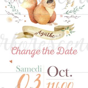 Change the date - faire-part baptême écureuil