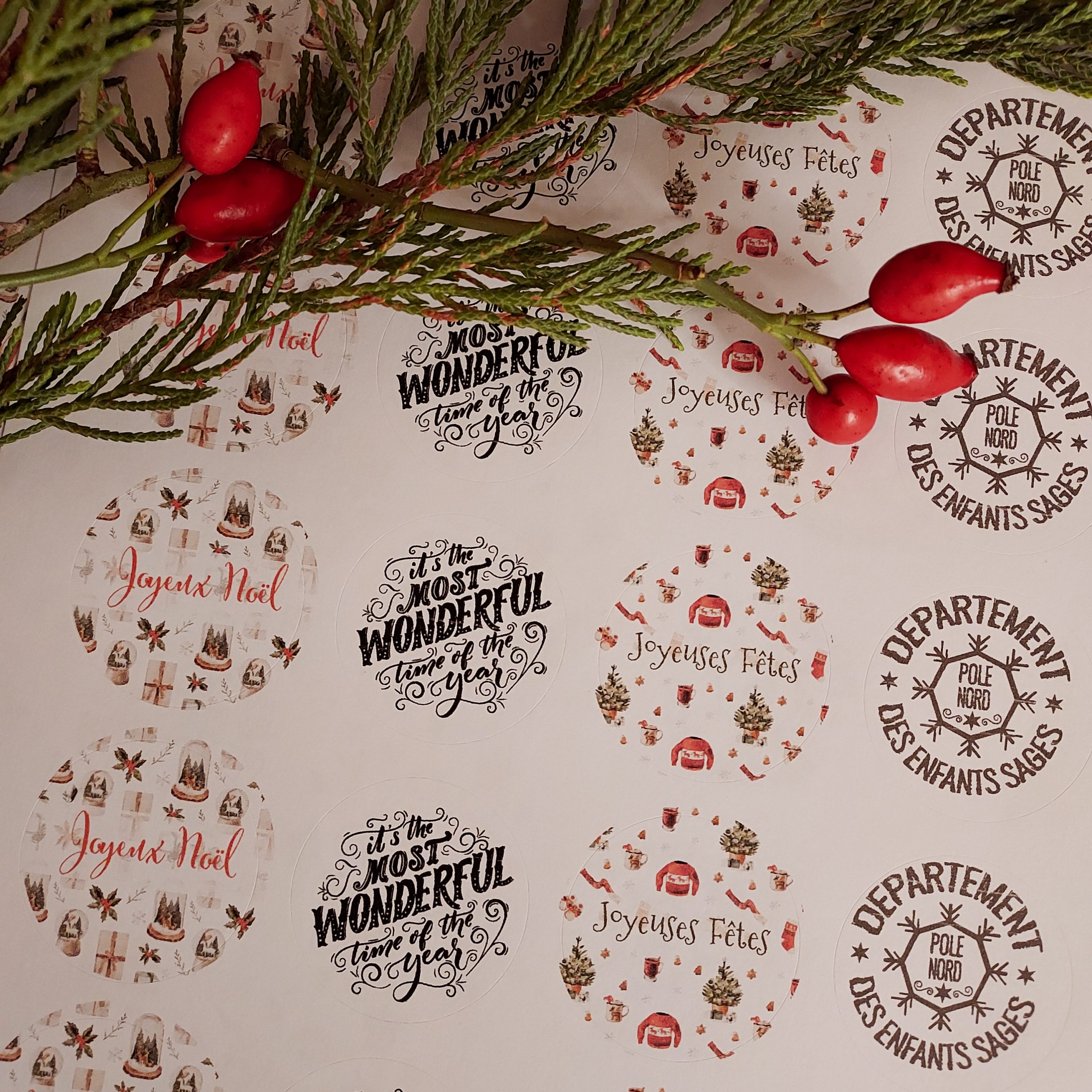 stickers autocollants noël 40 mm