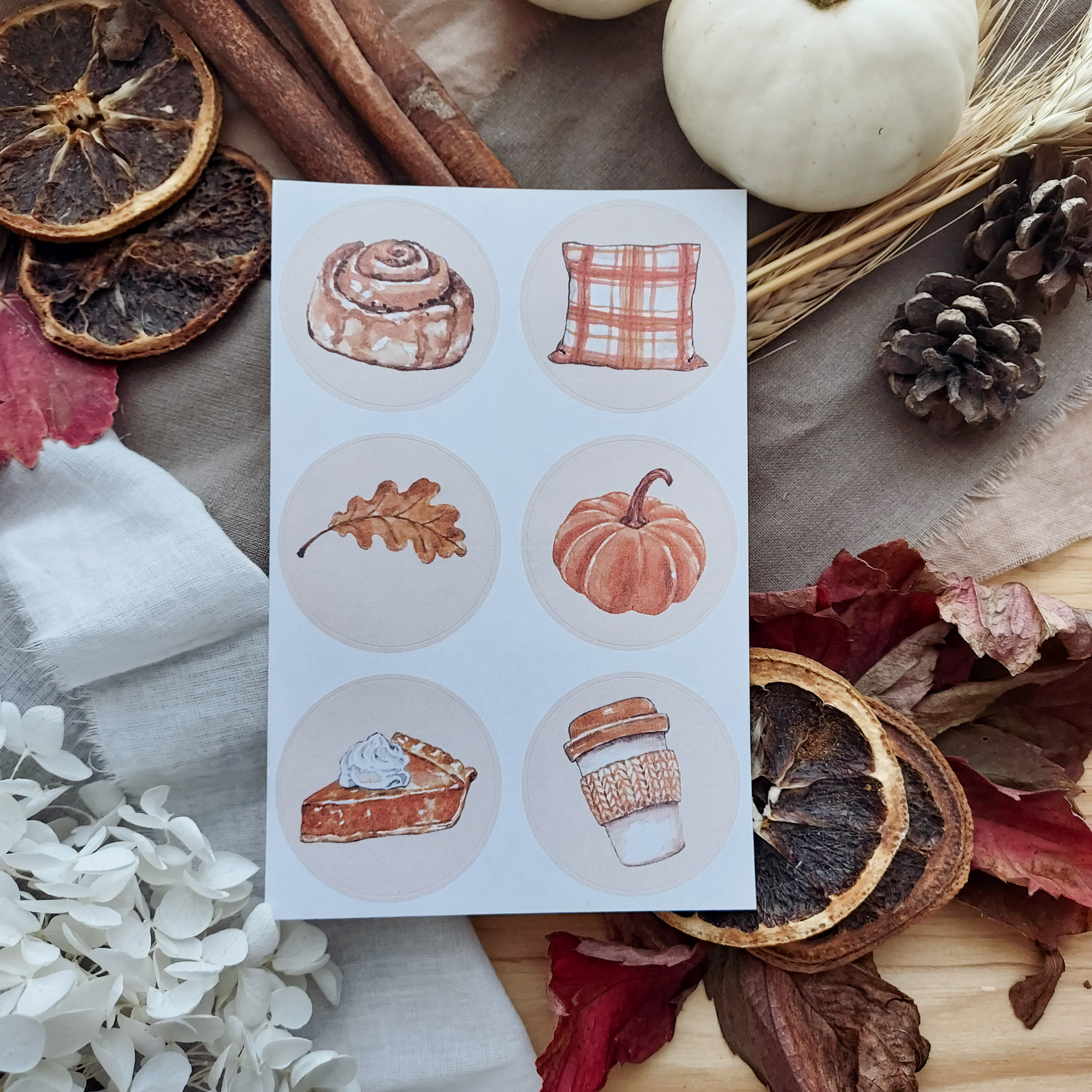 Etiquettes autocollantes automne gourmands cosy