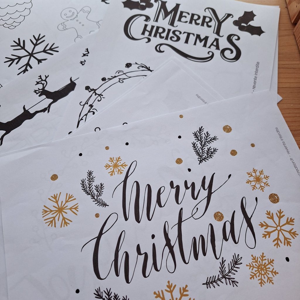 gabarit à télécharger motifs de noël pour vos vitres et portes.