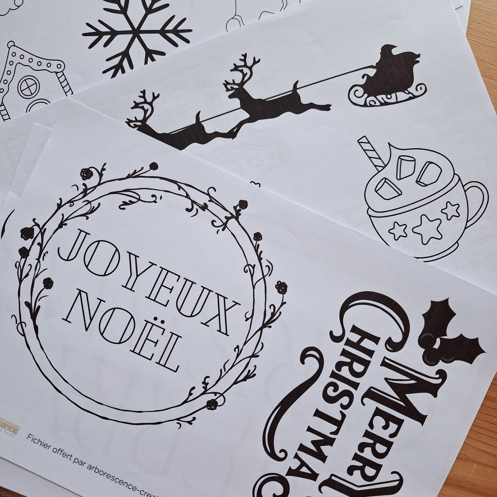 gabarit à télécharger motifs de noël pour vos vitres et portes.