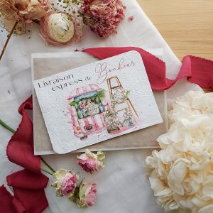 carte illustrée et son petit sachet de graines