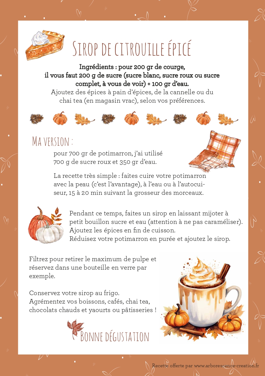 recette sirop citrouille epice