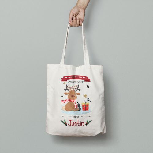 Tote bag Renne de Noël pour enfant